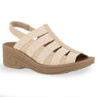 Easy Street Floaty Women's Wedges, Size: 7.5 Wide, Beig/green (beig/khaki)