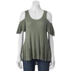 Juniors' Pink Republic Cold Shoulder Lace Swing Top, Girl's, Size: Medium, Lt Brown