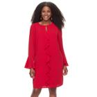 Plus Size Suite 7 Crepe Ruffle-front Shift Dress, Women's, Size: 22 W, Brt Red
