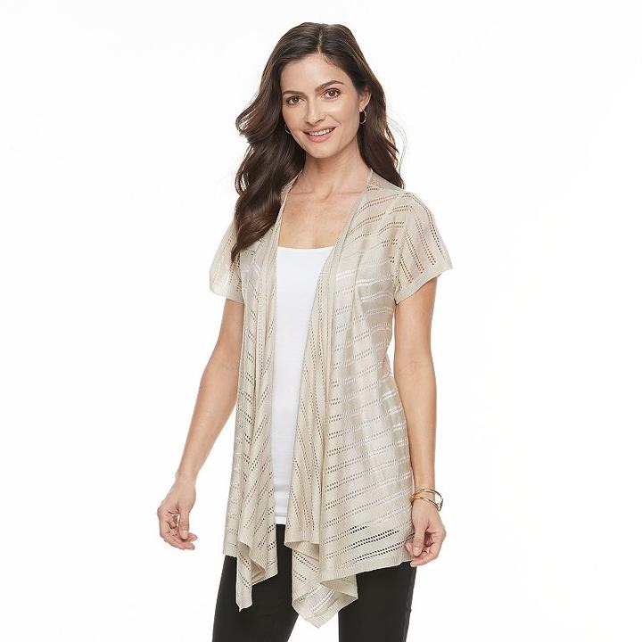 Women's World Unity Eyelet Cascade Cardigan, Size: Xl, Med Beige