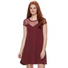 Juniors' Love, Fire Dot Mesh Dress, Teens, Size: Large, Dark Red