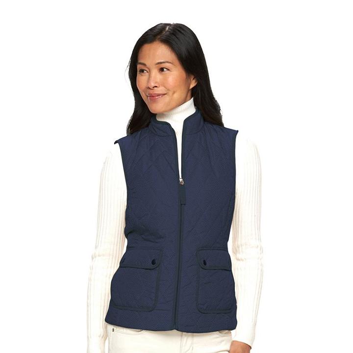 Women's Croft & Barrow&reg; Zip-front Vest, Size: Xxl, Blue