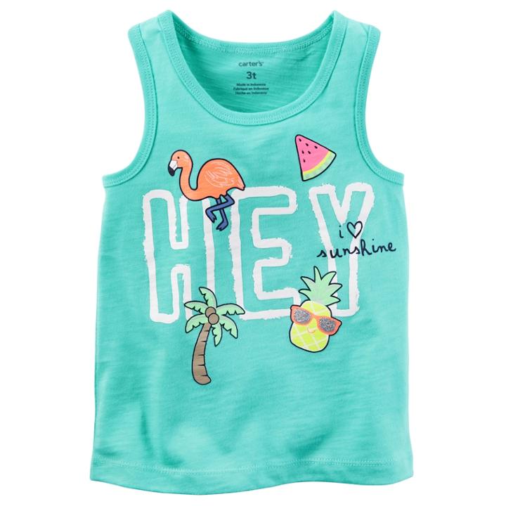 Girls 4-8 Carter's Aqua Hey Tank Top, Size: 7, Turquoise/blue (turq/aqua)
