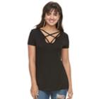 Women's Rock & Republic&reg; Strappy Tee, Size: Medium, Black