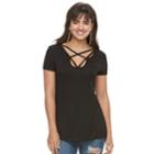 Women's Rock & Republic&reg; Strappy Tee, Size: Medium, Black