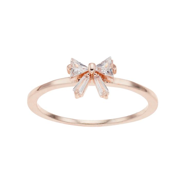 Lc Lauren Conrad Simulated Crystal Bow Ring, Women's, Size: 7, Pink