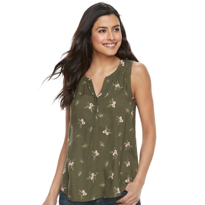 Women's Sonoma Goods For Life&trade; Printed Tank, Size: Xxl, Green