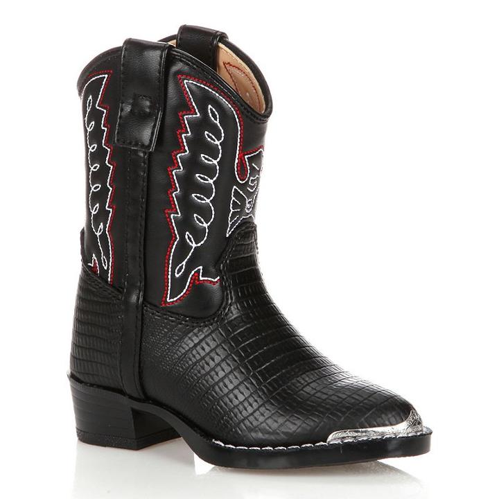 Lil Durango Boys' Lizard Skin Cowboy Boots, Boy's, Size: 3, Black