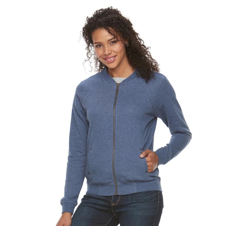 Women's Lee Zip-front Bomber Jacket, Size: Large, Blue (navy)