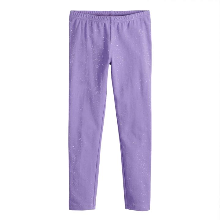 Girls 4-10 Jumping Beans&reg; Glittery Full-length Leggings, Size: 10, Med Purple