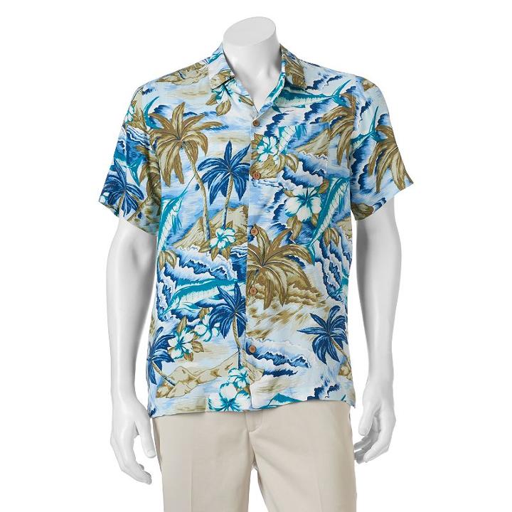 Men's Caribbean Joe Casual Tropical Button-down Shirt, Size: Xl, Light Blue