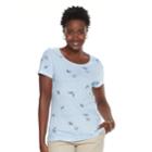 Women's Croft & Barrow&reg;graphic Tee, Size: Large, Light Blue