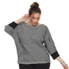Plus Size Dana Buchman Wave Boatneck Sweater, Women's, Size: 2xl, White