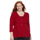 Plus Size Croft & Barrow&reg; Textured Swing Cardigan, Women's, Size: 2xl, Red