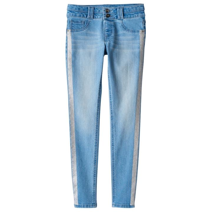 Girls 7-16 & Plus Size So&reg; Double Button Jegging Skinny Jeans, Size: 12 1/2, Light Blue