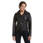 Women's Excelled Asymmetrical Leather Motorcycle Jacket, Size: Medium, Black