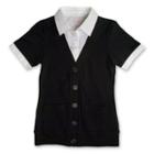 Girls 4-20 & Plus Size French Toast School Uniform Mock-layer Cardigan Top, Girl's, Size: 7-8, Black