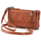 Amerileather Mia Leather Wristlet, Women's, Brown