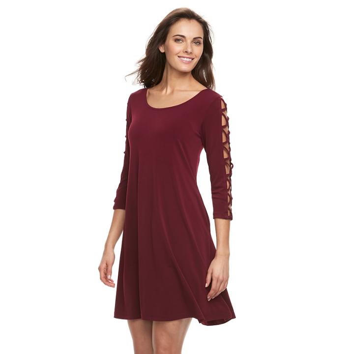 Women's Nina Leonard Strappy-sleeve Shift Dress, Size: Large, Light Pink