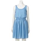 Juniors' So&reg; Chambray Cross Back Skater Dress, Teens, Size: Medium, Med Blue