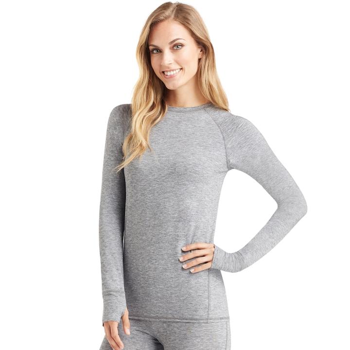 Women's Cuddl Duds Wool Thermal Top, Size: Xlrg Av/rg, Grey (charcoal)