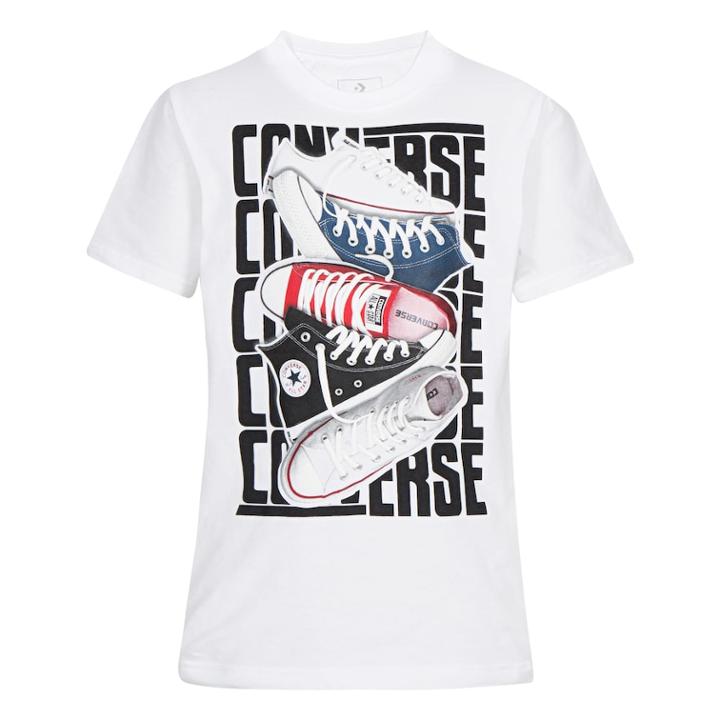Boys 8-20 Converse Stacked Sneaker Tee, Size: Medium, White