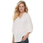 Women's Apt. 9&reg; Roll-tab Chiffon Tunic Top, Size: Xxl, Light Pink