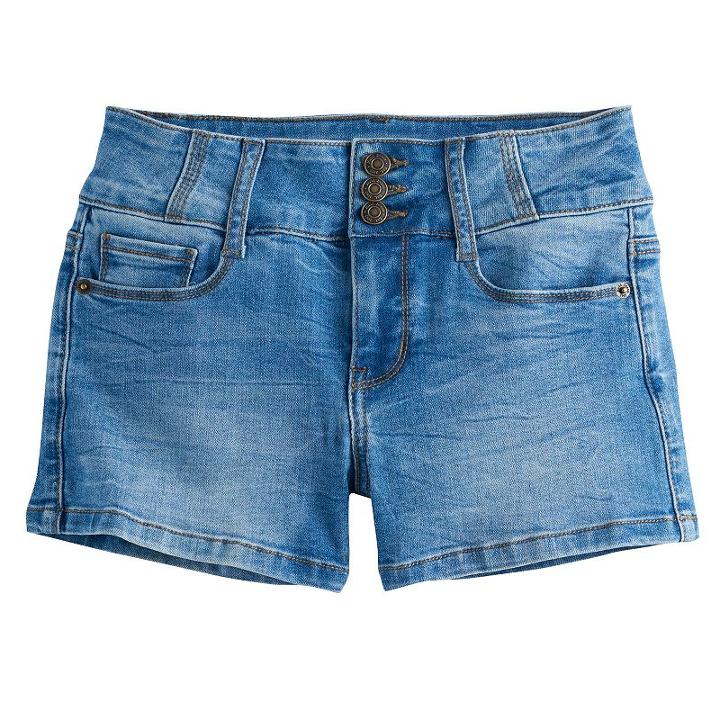 Girls 7-16 Mudd&reg; High-rise Shortie Denim Shorts, Size: 12, Med Blue