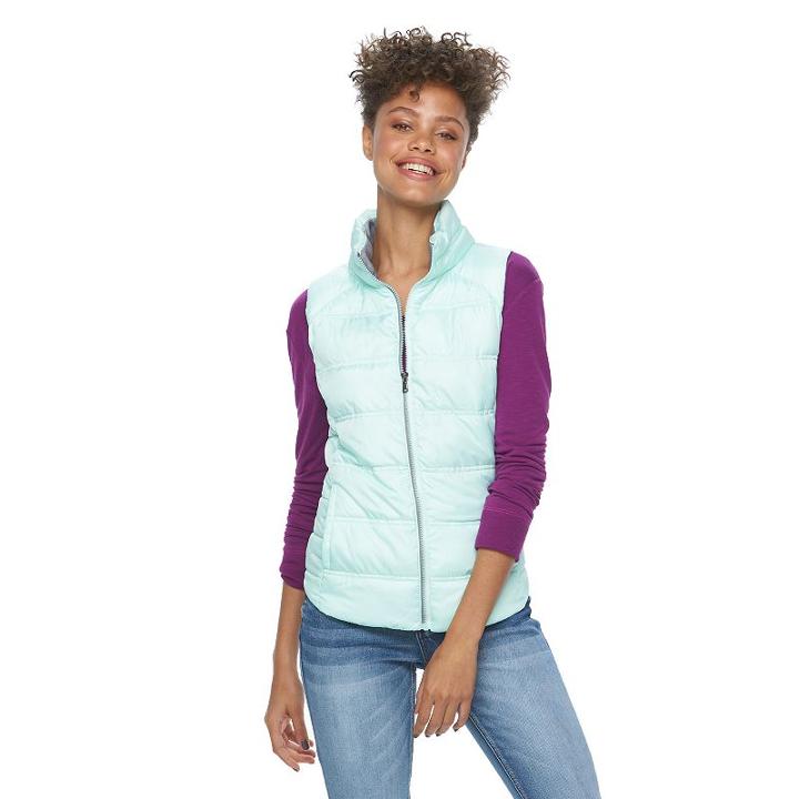 Juniors' So&reg; Zip-up Puffer Vest, Teens, Size: Xs, Brt Green