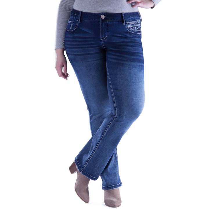 Juniors' Plus Size Amethyst Baby Bootcut Jeans, Teens, Size: 16 W, Dark Blue