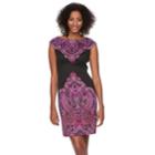 Women's Suite 7 Paisley Sheath Dress, Size: 2, Black Purple