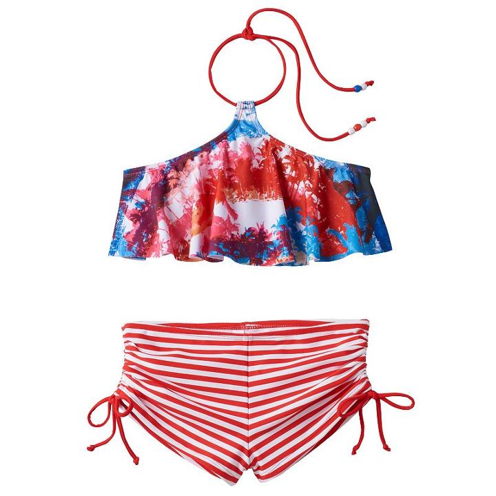 Girls 7-16 Big Chill Palm Tree Bikini Top & Boyshort Swimsuit Set, Girl's, Size: 10-12, Pink
