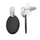 Napier Black Pebbled Nickel Free Oval Drop Earrings, Women's