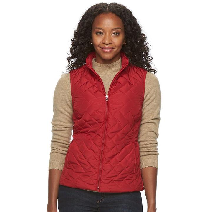 Petite Croft & Barrow&reg; Quilted Vest, Women's, Size: M Petite, Med Red