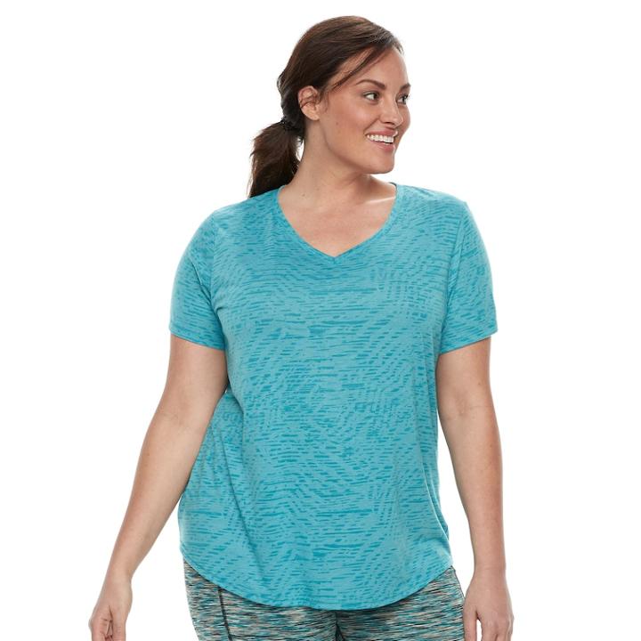 Plus Size Tek Gear&reg; Dry Tek Graphic V-neck Tee, Women's, Size: 1xl, Turquoise/blue (turq/aqua)