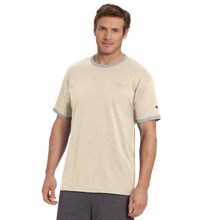 Men's Champion Jersey Ringer Tee, Size: Xl, Natural