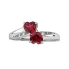 Sterling Silver Lab-created Ruby And Diamond Accent Heart Bypass Ring, Women's, Size: 5, Red