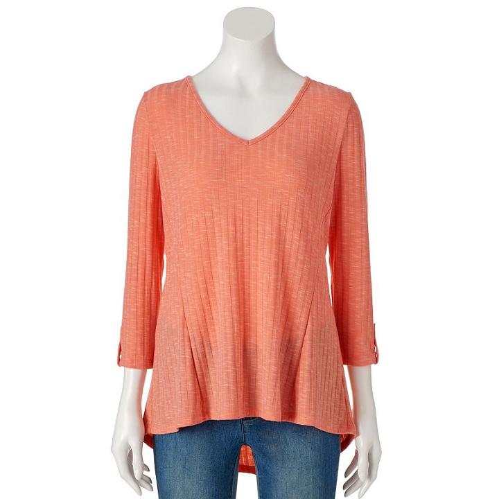 Women's Dana Buchman High-low V-neck Top, Size: Xs, Lt Orange
