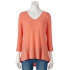 Women's Dana Buchman High-low V-neck Top, Size: Xs, Lt Orange