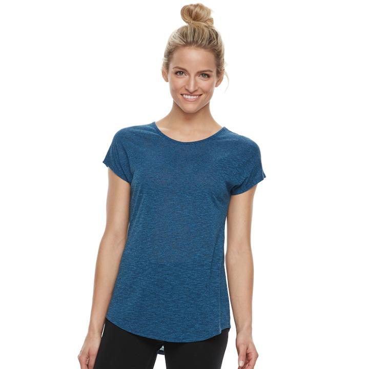 Women's Tek Gear&reg; Crisscross Open Back Tee, Size: Large, Med Blue