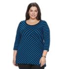 Plus Size Croft & Barrow&reg; Spliced Scoopneck Tee, Women's, Size: 2xl, Blue