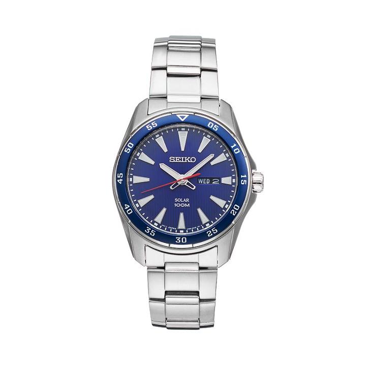 Seiko Men's Core Stainless Steel Solar Watch - Sne391, Size: Large, Silver