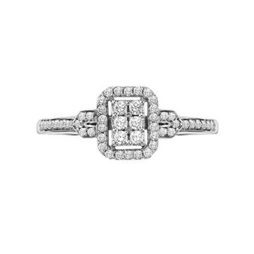 Lovemark Round-cut Diamond Frame Engagement Ring In 10k White Gold (1/4 Ct. T.w.), Women's, Size: 7