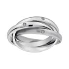 Cubic Zirconia Stainless Steel Triple Interlocking Ring, Women's, Size: 6, White