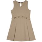 Girls 4-16 Chaps School Uniform Ruffled French Terry Jumper, Size: 5, Med Beige