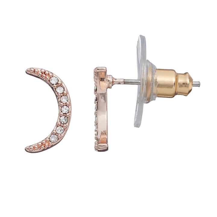 Lc Lauren Conrad Runway Collection Crescent Moon Stud Earrings, Women's, Med Pink