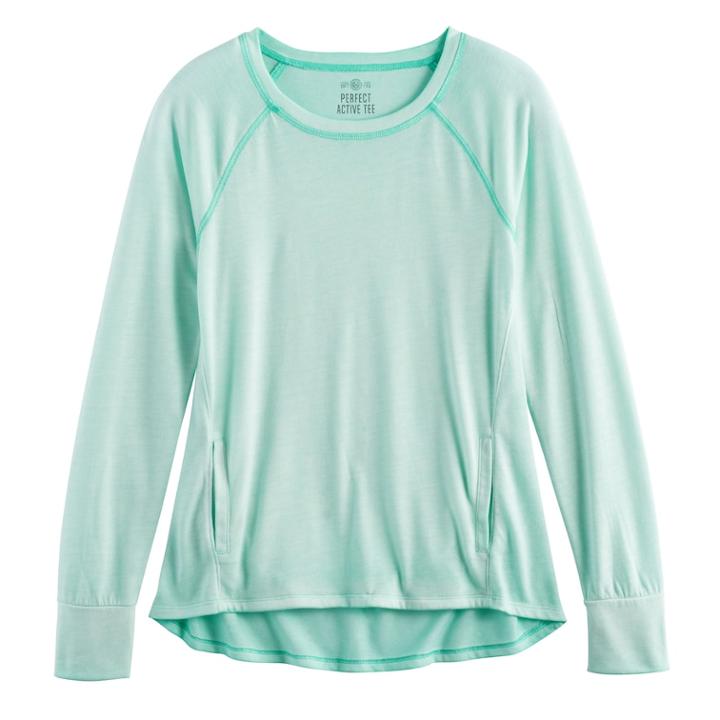 Girls 7-16 & Plus Size So&reg; Performance Crew Tee, Size: 12 1/2, Green