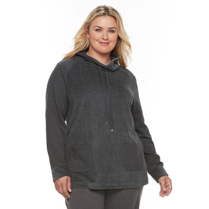 Plus Size Croft & Barrow&reg; Funnel Neck Textured Tunic Sweatshirt, Women's, Size: 1xl, Dark Grey
