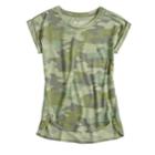 Girls 7-16 & Plus Size Mudd&reg; Easy Roll Cuff Graphic Tee, Size: 10, Green (camo)