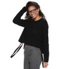 Juniors' Candie's&reg; Chenille Long Sleeve Top, Teens, Size: Large, Black